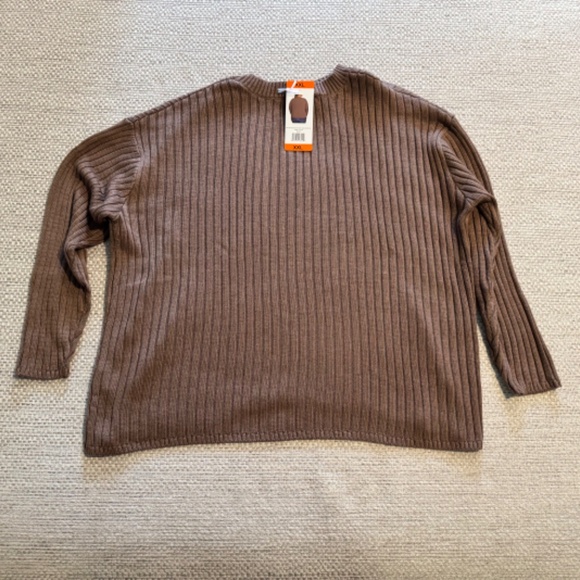 Jessica Simpson Available XL and XXL Ladies' Brown Ribbed Sweater. NEW WITH TAGS - Picture 5 of 16